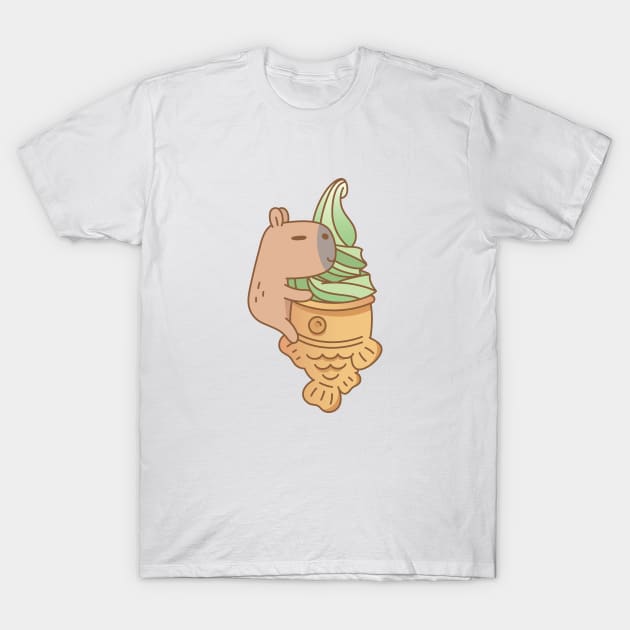 Capybara with Matcha Taiyaki Ice cream T-Shirt by Noristudio